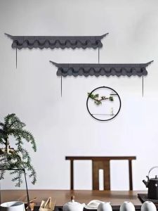 Retro Chinese Style Roof Tile Decorative Resin Plastic Wall Mounted Gable End Hanging Ornaments for Restaurants And Homes