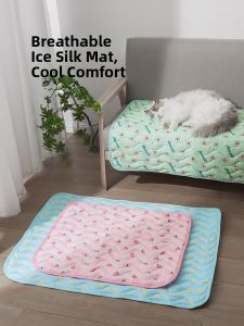 Pet Cooling Mat Ice Silk Cat Nap Mat Summer Temperature Control Small Kitten Sleeping Pad Cat Bed Cooling Mat Pet Supplies