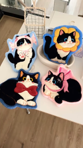 ✨SG SELLER ✨ Cartoon cat puppy Hand Towel Hangable Absorbent Soft Quick Drying Towel Bathroom Kitchen
