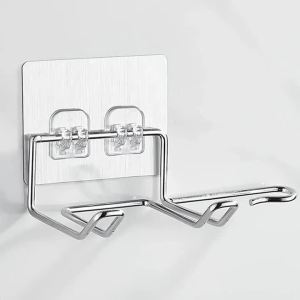 Wall Mounted Hair Dryer Holder Rack No Drilling for Straightener & Tools - Bathroom Organizer Shelf W/Nail-Free Installation