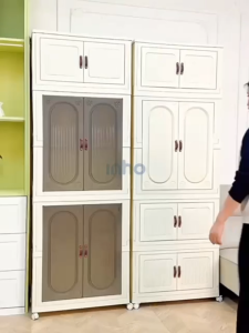 INHO L56-76cm Adult Double Open Doors Wardrobe Storage Moveable Folding Stackable Cabinet