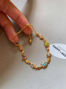 CAFFTI | Dopamine Colored Zircon Women Bracelet Gold