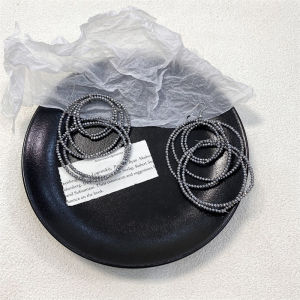 Handmade Shiny Silver Beaded Earrings Womens Fashion Exaggerated Long Hoop Tassel Luxury Feelings Elegant Geometric Pattern