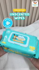 Moose Gear Baby Wipes Premium Unscented 12PACKS (1BOX) with Vitamin E & Aloe Extract Thick & Soft