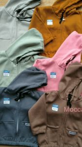 Jaket Bayi Anak Fleece SAKU Resleting Kupluk Kepala Polos KARET HBc Size 1-2 Tahun ZJK05