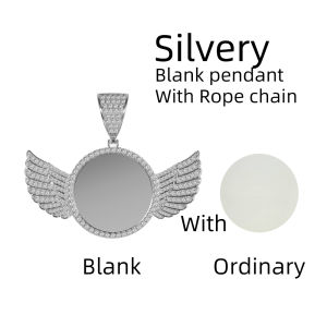 Custom Sublimate Photo Memory Medallions Solid Angel Wings Pendant Necklace Hip Hop Jewelry Cubic Zirconia Chains Wings Necklace