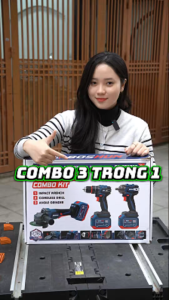 COMBO 3 Máy Khoan Bulong Mài Boshun BS-CB3PCS Kèm 2 Pin 15 Cell Chân Pin Phổ Thông Tặng Sạc Nhanh