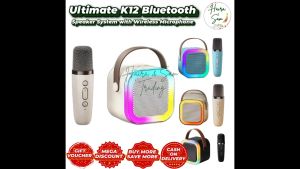 Ultimate K12 Bluetooth Speaker System with Wireless Microphone – Perfect for Parties Karaoke Professional KTV