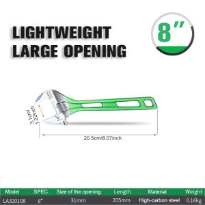 LAOA | LAOA Professional Large Opening Adjustable Wrench Lightweight High-Carbon Steel Plumber Grip Tool 6-12 Inch