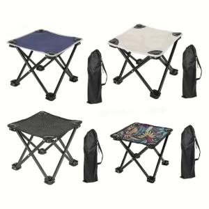 Portable Folding Chair with Metal Frame Lightweight Outdoor Chair Suitable with Carry Bag & Side Pocket Open Back Design