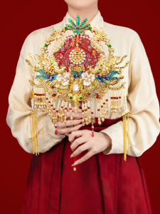 Double-Sided Handmade Wedding Fan Bridal Gift High-End Finished Product DIY Material Pack Chinese Traditional Wedding Decor