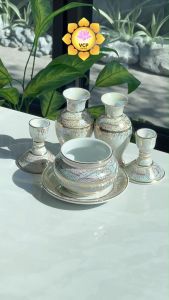 ชุดหน้าพระ ลายไทย มุกทอง (แจกัน กระถางธูป เชิงเทียน)