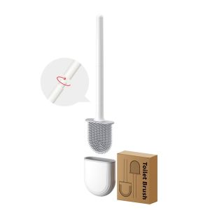 1PC Wall Mounted Toilet Brush Set with Silicone Flat Brush Head - Bathroom Toilet Cleaning Tool Flat Head Toilet Brush Cleaner