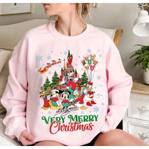 2025 Christmas Disney Round Neck Sweatshirt Boys Girls Autumn Winter Family Matching Clothes Oversized Sweater Loose Long Sleeve