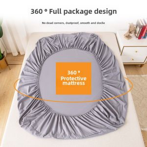 Washed Cotton Fitted Sheet One-Piece Summer Pure Color Internet Celebrity Simmons Mattress Protective Cover Three-Piece Bedspread Dustproof Mattress Cover