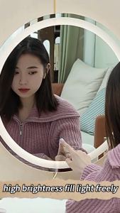 Led Light Bathroom Mirror Wall Makeup Mirror Waterproof Toilet dimming Touch Screen Decor Mirror Easy Install Button Touch Anti fog