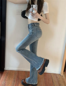 เอวสูงสลิมฟิตขนาดบวกกระโปรงยีนส์สําหรับผู้หญิงกางเกงไมโครสไตล์ผ้าฝ้ายระเบิดยีนส์วัสดุสีอ่อน