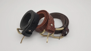 Tặng đục lỗ - Thắt lưng nam da bò thật dập vân cá sấu DHM-288 | Đầu khoá kim màu đồng thời trang | Bảo hành 12 tháng