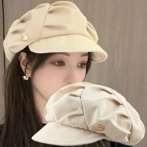 Vintage Cloud Octagonal Hat Short Brim Newsboy Cap Women Pleated Beret Spring Summer Ins Korean Fashion Harajuku Hat