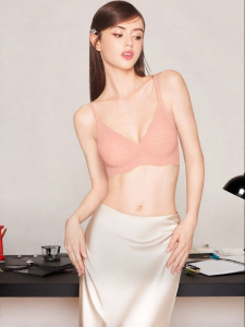 Miss Curiosity | Breathable Seamless Lace Bra for Small Breasts Pink