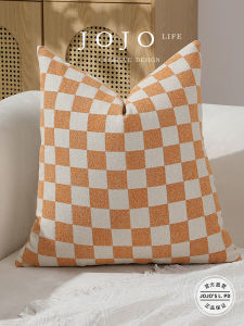 Simple Geometric Satin Pillowcase Single-sided Universal Cushion Cover Soft Home Decor Square Shape PP Cotton Filling