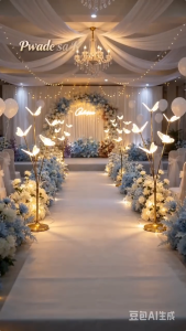 1.4M Warm LED Butterfly Floor Lamp Golden Stand Wedding Birthday Party Stage Aisle Decor Light
