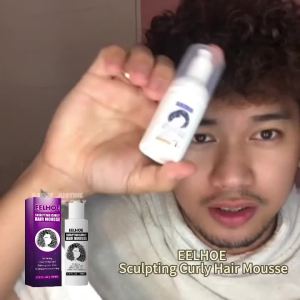 EELHOE | Curly Hair Styling Elastin Mousse Nature Volume Styling Moisturizing Fluffy Thickening Nourishing Enhance Hair Define Gel Cream