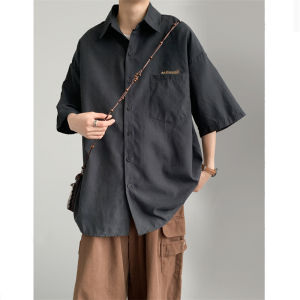 American Retro Minimalist Short Sleeve Shirt Mens Summer Thin Baggy Coat Vintage Drape Casual Underwear