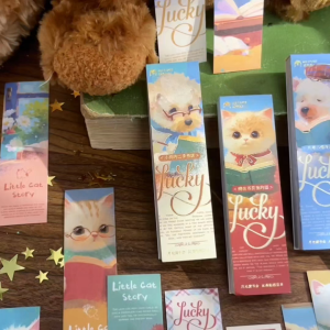 Cute Animal Cartoon Moonlight Reading Club Rectangle Strip Sticker Booklet Full Sheet Adhesive DIY Decoration Journal