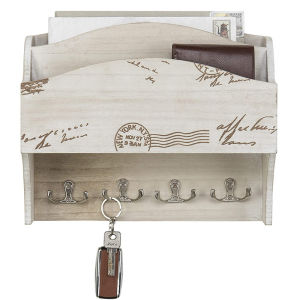 Retro Photo and Decor Display Wall-Mounted Shelving Rack Multi-Tier Keyhook