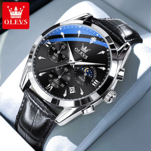 OLEVS watch for men waterproof original 2024 new sale business casual multifunctional chronograph moon phase design calendar luminous