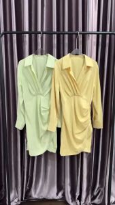 SV 6507 - Twisted Front Tulip Shirt Dress | Silvervogue | Gaun Katun Mini Pakaian Kasual Wanita