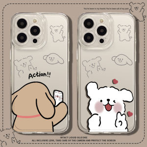 Cartoon Couple Dog Phone Case for Apple 16Promax Huawei Mate60 Redmi 13 Xiaomi 14 Cute Creative Design Protective Cover Shell