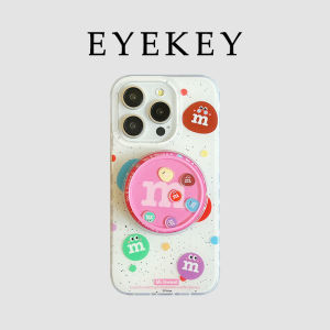 Eyekey Korean Cartoon Mm Bean Stand Compatible with  17Promax Phone Case 16 New Model 15 Magnetic Attraction Case 12 Female Model 14Pro Creative 15Promax Anti-Fall 13 Protective Cover