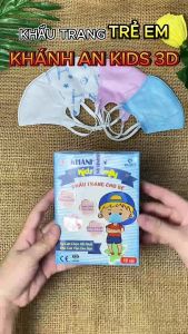 Khẩu trang cho bé khánh an 3D hộp 10 cái  mask kid family khánh an cho bé 1 - 4 tuổi che kín mặt chống nắng chống bụi