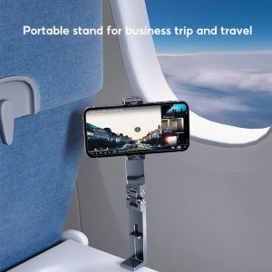 Oatsbasf Portable Phone Holder for Travel Hand-Free Selfie Phone Stand for Trip Plane Tray Table Foldable Phone Mount w/ Clamp