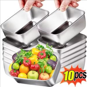 5/10Pcs Stainless Steel Food Storage Containers with Lids Small Size Outdoor Lunch Box Household Refrigerator Crisper Stackable Refrigerator Frozen Fresh Keeping Case