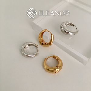 Bông tai nữ chuôi bạc 925 Eleanor Accessories khuyên tai hình tròn trơn bassic phụ kiện trang sức 4387