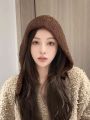 South Korea Fleece Balaclava Hat for Women Easiest for Match Neck Protection Cold Protection in Winter Big Head Circumference Heattech Lei Feng Hat. 