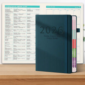 2026 A5 Texture PU Leather Student English Calendar Notebook Portable Daily Planner Creative Business Handbook