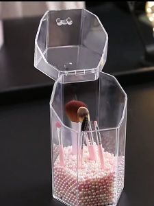 Clear Medium Sized Acrylic Makeup & Brush Holder Stand Organizer Desktop Organizer Storage Box(Not Includes Pearl)