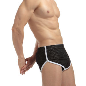 Mens Ice Silk Mesh Running Shorts Fitness Three-quarter Length Pants Breathable Home Wear Summer Low Waist Solid Color