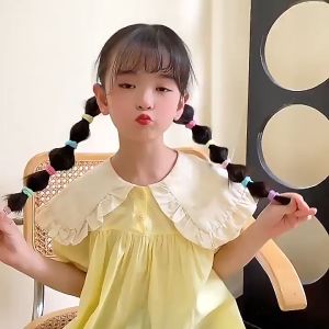 Hộp 100 dây thun vải cột tóc màu trơn nhỏ chắc chắn dành cho bé gái CB25