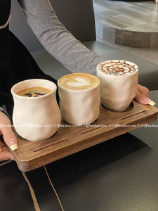 Simple White Ceramic Hand Punch Coffee Cup Chubby Doodle Shape Cup Asymmetrical Coffee Cup Mug Afternoon Tea