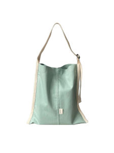 กระเป๋าผ้าใบทรงโต้ต์แบบสะพายไหล่ข้างเดียวสีเขียวทะเลดั้งเดิม กระเป๋าถือผ้าฝ้ายสไตล์ฤดูใบไม้ผลิ 2024 สำหรับเยาวชน