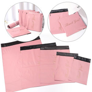 5/10Pcs Pink PE Express Mailing Pouch THANK YOU Clothing Opaque Courier Parcel Bag Envelope Logistics Self-adhesive Storage Bags