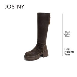 Josiny | Long High-heeled Fashion Boots Black Pearl Knight Style