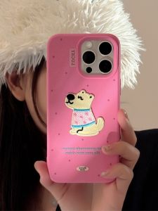 2024 New Arrival Fancy Iphone16promax Phone Case Girls Pink for 15pm Pure Color Minimalist 14pro Animal Stereo Embroider 13 Cute Puppy 12 All-Inclusive Protective Soft Case