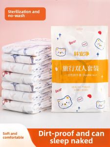 Disposable Hotel Bed Linens Set of Four Portable Travel Double Thickened Bed Sheets Cover Pillowcases for Travel And Camping
