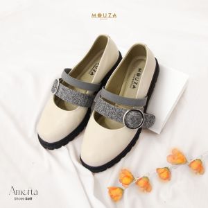 Amerta Shoes by Mouzashoes - Sepatu Wanita Stylish Material Paris Anti Air | Sol Docmart TPR | Variasi Tali Kanvas Brenda | 4 Warna | Size 36-40